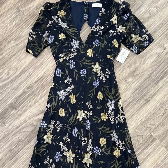 ASTR Navy Floral Yellow Dress XS NWT - Picture 1 of 16